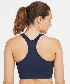 Spanx Seamless Sculpt Chevron Ribbed Longline Medium Impact Sports Bra