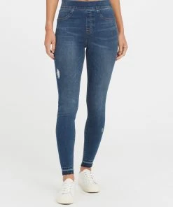 Spanx Distressed Ankle Skinny Jeans, Medium Wash Comfy Essentials