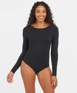 Spanx Suit Yourself Long Sleeve Scoop Neck Bodysuit Shop All Clothing