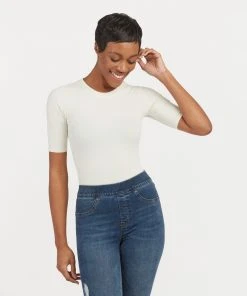 Spanx New Arrivals Suit Yourself Ribbed Crew Neck Short Sleeve Bodysuit