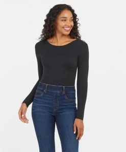 Spanx Suit Yourself Long Sleeve Scoop Neck Bodysuit Shop All Clothing