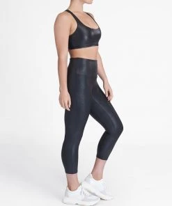 Spanx Faux Leather Active Cropped Leggings