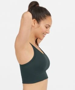 Spanx Seamless Sculpt Chevron Ribbed Longline Medium Impact Sports Bra