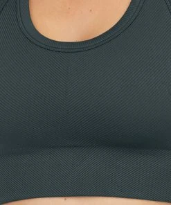 Spanx Seamless Sculpt Chevron Ribbed Longline Medium Impact Sports Bra