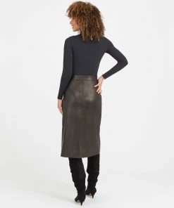 Spanx Leather-Like Midi Skirt