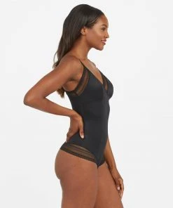 Spanx Spotlight On Lace Satin Thong Bodysuit