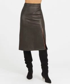 Spanx Leather-Like Midi Skirt