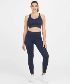 Spanx Seamless Sculpt Chevron Ribbed Longline Medium Impact Sports Bra