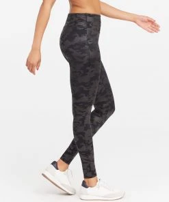Spanx Faux Leather Camo Leggings