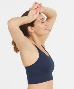 Spanx Seamless Sculpt Chevron Ribbed Longline Medium Impact Sports Bra