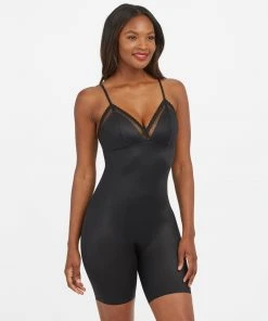 Spanx Spotlight On Lace Satin Mid-Thigh Bodysuit