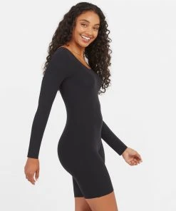 Spanx Luxe Essentials Long Sleeve Mid-Thigh Bodysuit