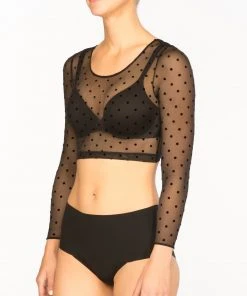 Spanx® Sheer Fashion Flocked Dot Crop Top Shop All Clothing