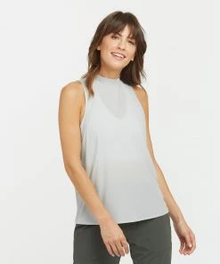 Spanx Go Lightly Ribbed Mock Neck Tank Shop All Activewear