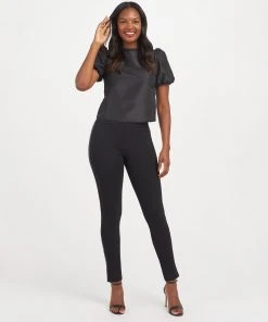 Spanx Shop All Clothing The Perfect Black Pant, Ankle Sequin Tuxedo Skinny