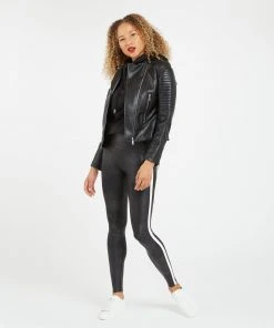 Spanx Faux Leather Side Stripe Leggings